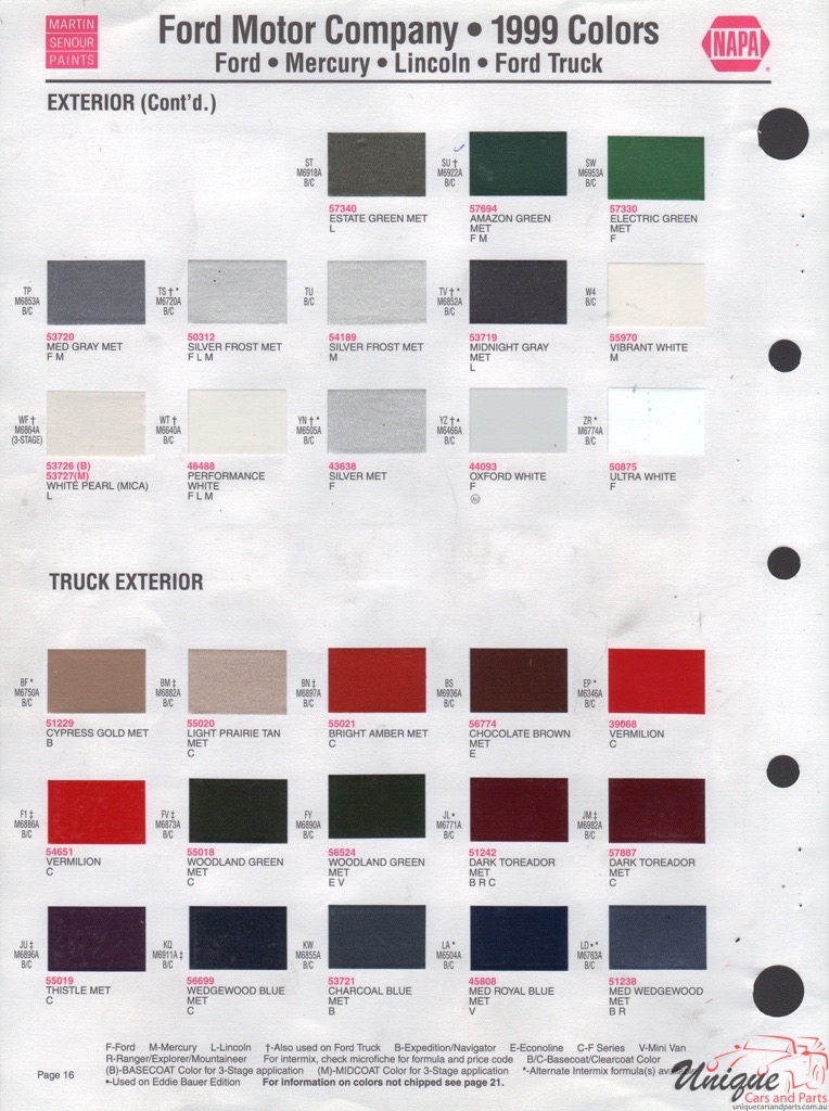 1999 Ford Paint Charts Sherwin-Williams 2